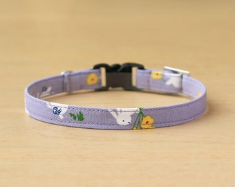 Cat Collar - "Easter Rabbit" - Easter Bunny Cat Collar / Breakaway or Non-Breakaway / Pastel, Girl Cat, Floral / Cat, Kitten, Small Dog Size