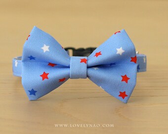 Freedom Stars Cat Bow Tie Collar – Blue (Patriotic / 4th of July)