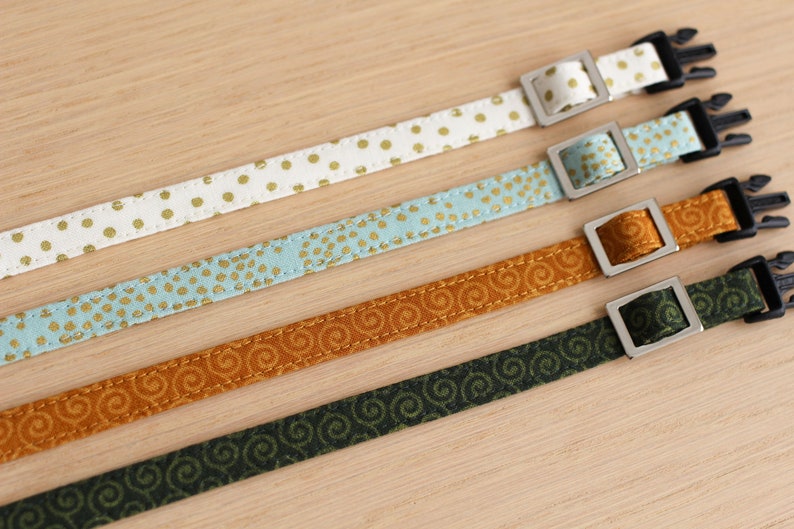 Christmas Cat Collar Happy times Gold Dot on Mint Cat Collar / Breakaway or Non-Breakaway / Holiday, Winter / Cat, Kitten, Small Dog image 3