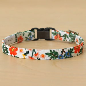 Rifle Paper Co® Cat Collar - "Wildwood Garden" - Cream Floral Cat Collar / Breakaway or Non-Breakaway / Summer, Autumn / Cat, Kitten