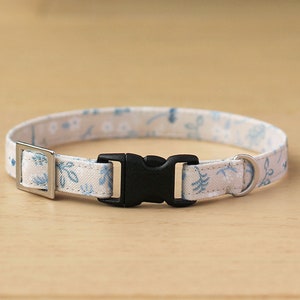 Cat Collar Little Bird Blue Bird Cat Collar / Breakaway or Non-Breakaway / Spring, Botanical, Floral, Leaf / Cat, Kitten, Small Dog image 2