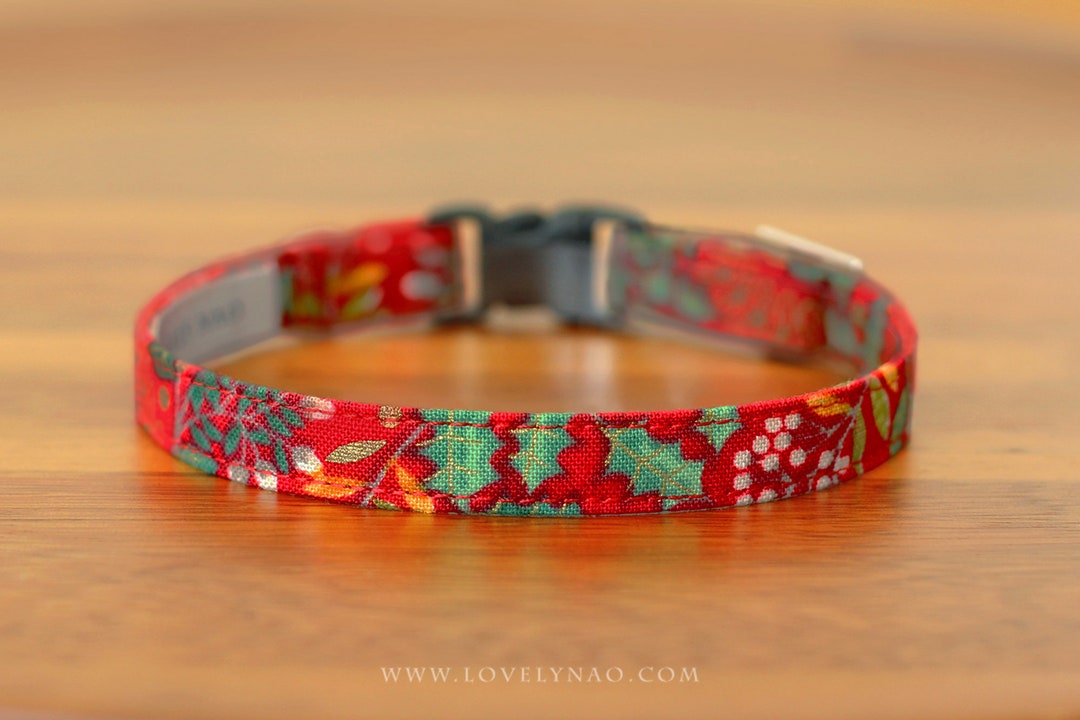 Christmas Cat Collar Woodland Holiday red / Holiday Cat Collar Etsy