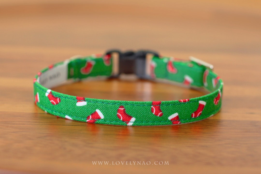 Christmas Cat Collar Christmas Stockings green / Holiday Cat Collar Etsy