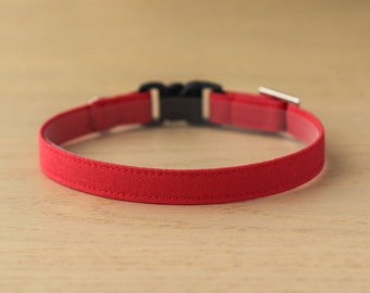 Cat Collar - "Valentine Red" - Solid Red Cat Collar / Breakaway or Non-Breakaway / Valentine's Day, Wedding / Cat, Kitten, Small Dog
