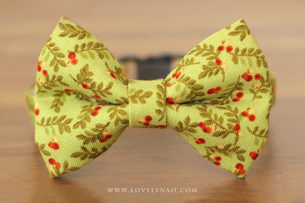 Christmas Cat Bow Tie Collar Winter Berry Green / Holiday Etsy