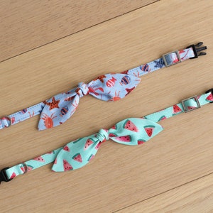 Cat Collar with Bow Under the Sea Fish Bunny Ear Bow / Breakaway Non-Breakaway / Summer, Beach, Sea, Marine / Cat, Kitten, Small Dog image 3