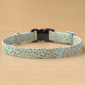 Christmas Cat Collar Happy times Gold Dot on Mint Cat Collar / Breakaway or Non-Breakaway / Holiday, Winter / Cat, Kitten, Small Dog image 1