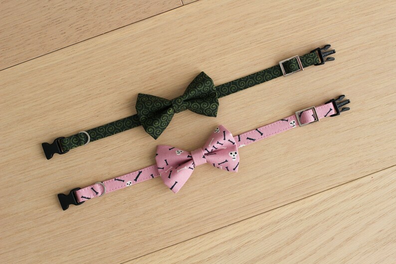 Halloween Cat Bow Tie Collar – Skulls & Bones image 4
