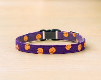 Halloween Cat Collar - Happy Pumpkin (Purple)
