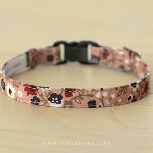 Cat Collar - "Grove Meadow" - Pink Floral Cat Collar / Breakaway or Non-Breakaway / Autumn, Fall, Floral, Girl Cat / Cat, Kitten, Small Dog