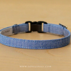 Cat Collar Denim Blue Blue Denim Cat Collar / Breakaway or Non-Breakaway / Chambray, Wedding, Preppy / Cat, Kitten, Small Dog image 1