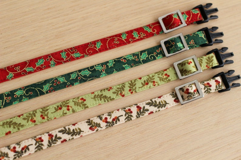 Christmas Cat Collar Winter Berry Botanical Berries Cat Collar / Breakaway or Non-Breakaway / Holiday, Winter / Cat, Kitten, Small Dog image 4