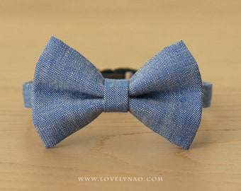 Denim Cat Bow Tie Collar – Blue