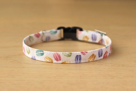 Cat Collar - "Macaron" - Ivory Cat Collar / Breakaway or Non-Breakaway / Valentine's Day, Birthday / Cat Gift / Cat, Kitten, Small Dog