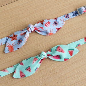 Cat Collar with Bow Under the Sea Fish Bunny Ear Bow / Breakaway Non-Breakaway / Summer, Beach, Sea, Marine / Cat, Kitten, Small Dog image 4