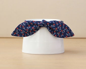 Cat Collar with Bow - "Home Sweet Home" - Patriotic Bunny Ear Bow / Breakaway or Non-Breakaway / 4th of July, Check / Cat, Kitten, Small Dog