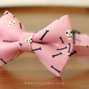 Halloween Cat Bow Tie Collar – Skulls & Bones image 6