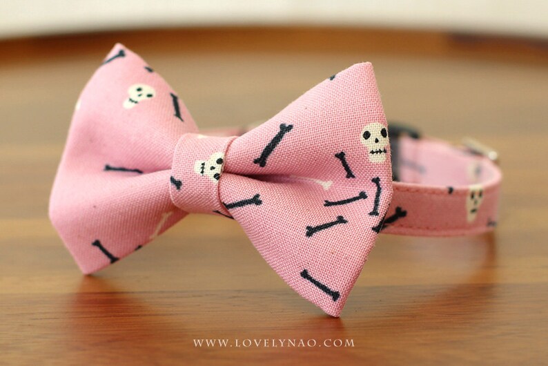 Halloween Cat Bow Tie Collar – Skulls & Bones image 6