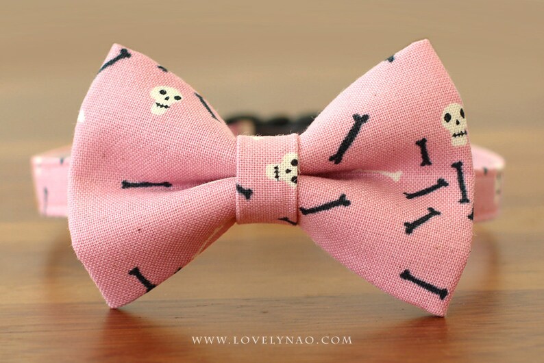 Halloween Cat Bow Tie Collar – Skulls & Bones image 5