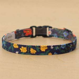 Rifle Paper Co® Cat Collar - "Wildwood Garden - Navy" - Floral Cat Collar / Breakaway or Non-Breakaway / Summer, Autumn / Cat, Kitten