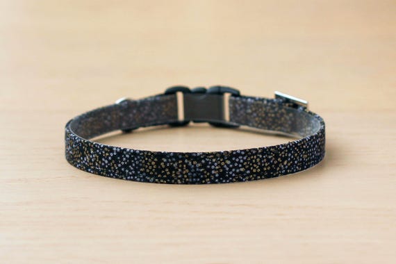 Christmas Cat Collar - "Silent Night" - Shimmery Gold & Black Cat Collar / Breakaway or Non-Breakaway / Holiday / Cat, Kitten, Small Dog