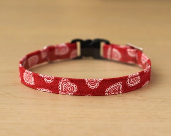 Cat Collar - "Love Song" - Red Heart Cat Collar / Breakaway or Non-Breakaway / Valentine's Day, Birthday / Cat, Kitten, Small Dog
