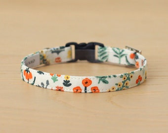 Rifle Paper Co® Cat Collar - "Menagerie Garden - Floral Cat Collar / Breakaway or Non-Breakaway / Spring, Summer / Cat, Kitten, Small Dog