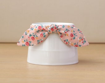 Cat Collar with Bow - "Peony Bouquet " - Floral Bunny Ear Bow / Breakaway or Non-Breakaway / Girl Cat, Spring, Pink / Cat, Kitten, Small Dog