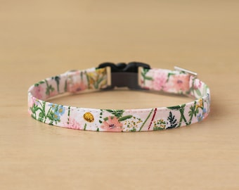 Rifle Paper Co® Cat Collar - "Wildflowers - Pink" - Floral Cat Collar / Breakaway or Non-Breakaway / Girl Cat Collar / Spring / Cat, Kitten