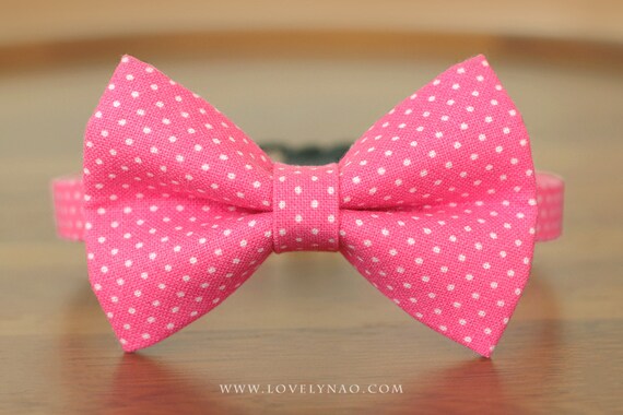 Vivid Polka Dots Cat Bow Tie Collar Pink | Etsy