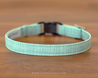 Cat Collar - "Winter Wonder Lane - Mint" - Plaid Cat Collar / Breakaway or Non-Breakaway / Holiday, Christmas / Cat, Kitten, Small Dog