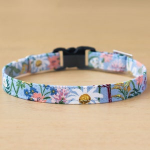 Rifle Paper Co® Cat Collar - "Wildflowers - Blue" - Floral Cat Collar / Breakaway or Non-Breakaway / Spring, Summer / Cat, Kitten, Small Dog