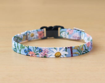 Rifle Paper Co® Cat Collar - "Wildflowers - Blue" - Floral Cat Collar / Breakaway or Non-Breakaway / Spring, Summer / Cat, Kitten, Small Dog