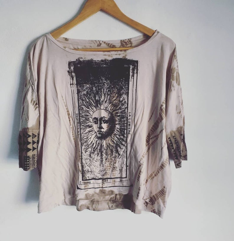 Power of the sun Handmade printscreen loose shirt