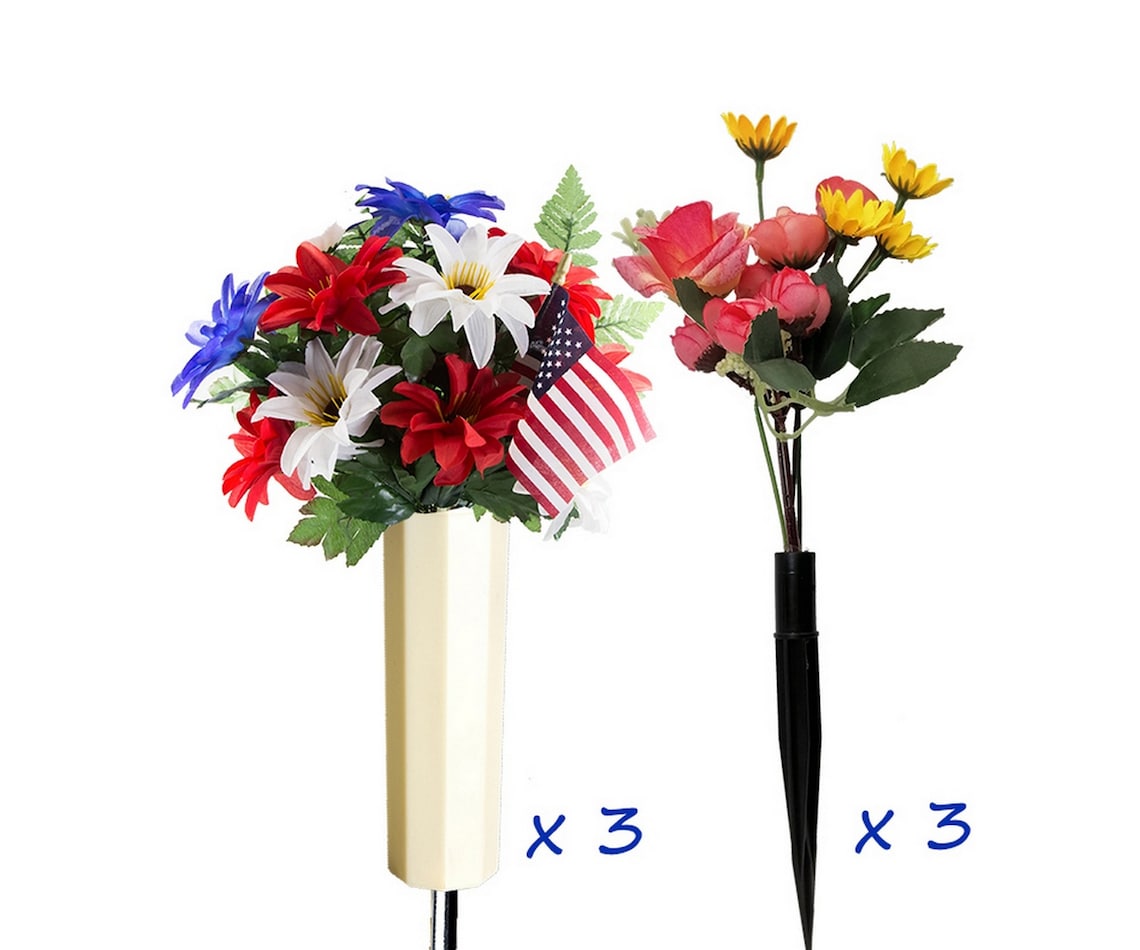 Last Long Cemetery Vases Memorial Flower Holder With Metal Etsy