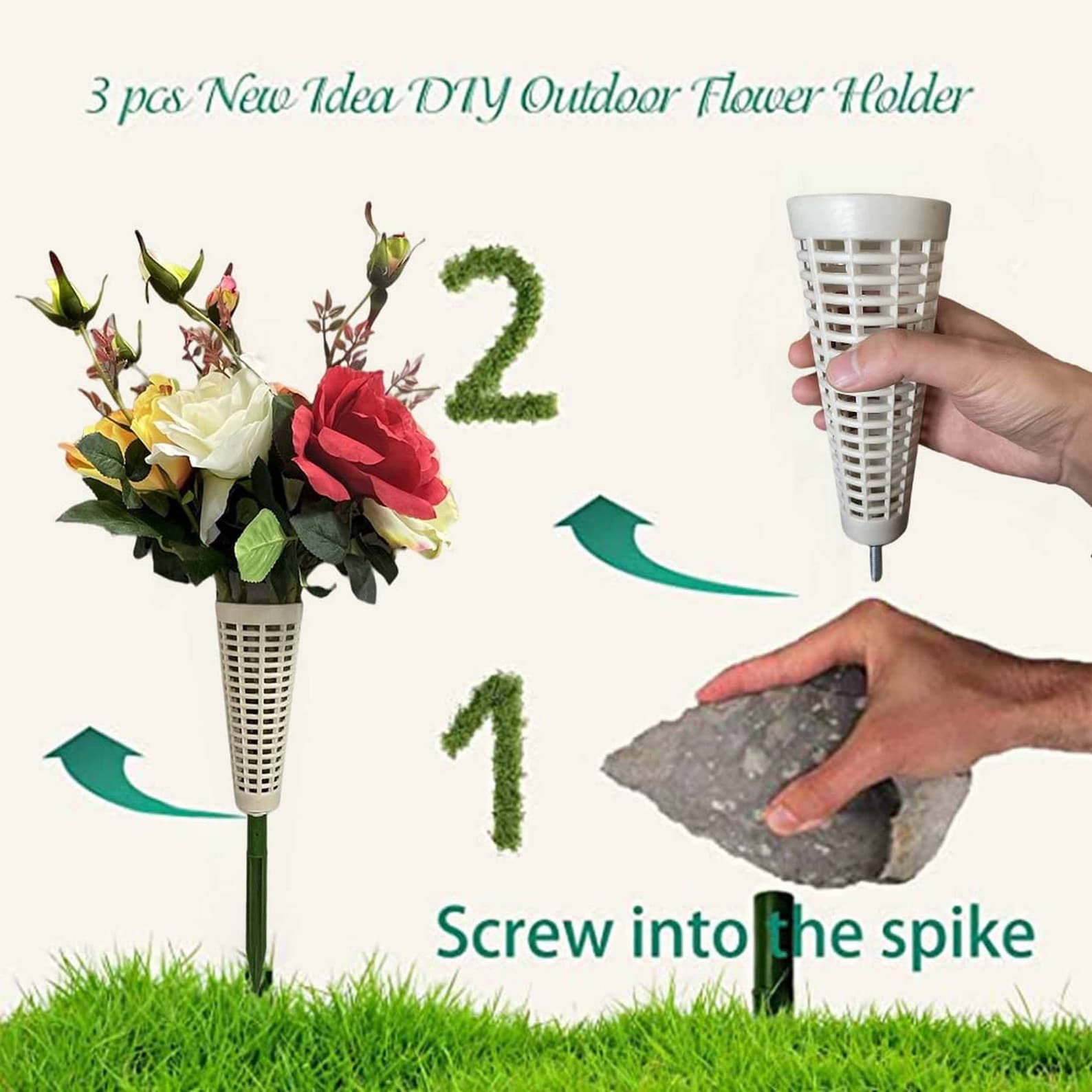 US Gravesite Flower Holder for Cemetery Vase With Spikes Grave Etsy