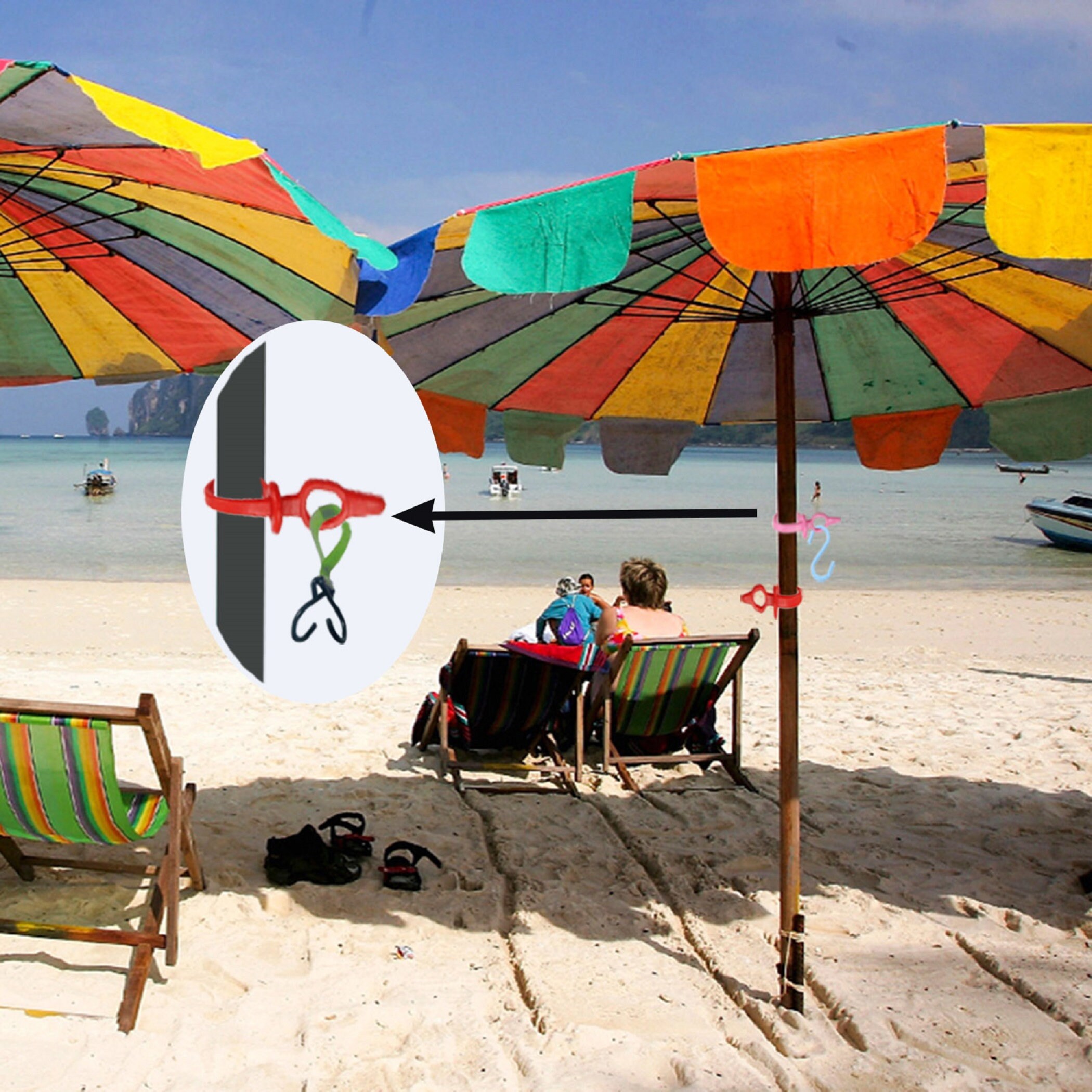 Easy Beach Accessoires für Urlaub Must Haves Umbrella Hängehaken,  Sonnenbrille und kleine Taschen - .de
