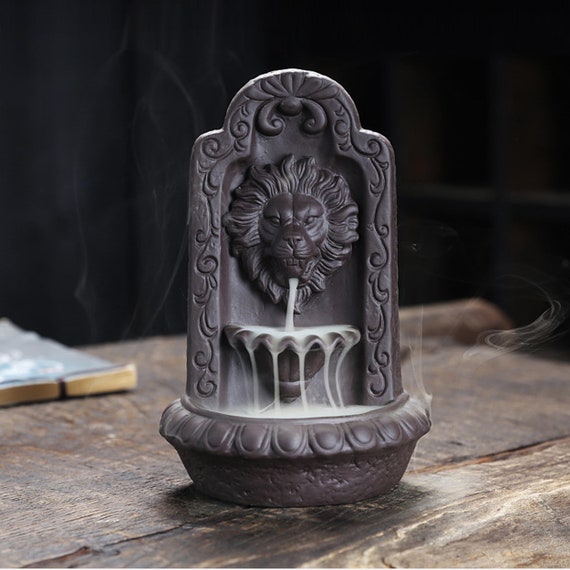 Handcraft Ceramic Backflow Incense Burner Lion Head Shape Waterfall Incense  Corn Holder Porcelain Censer Aromatherapy Ornament Yoga Gift -  Canada