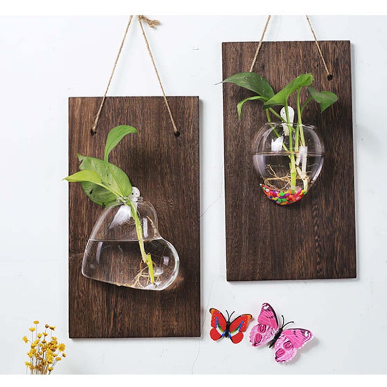 Wall Hanging Glass Planter Plant Terrarium Flower Bud Hanger Etsy