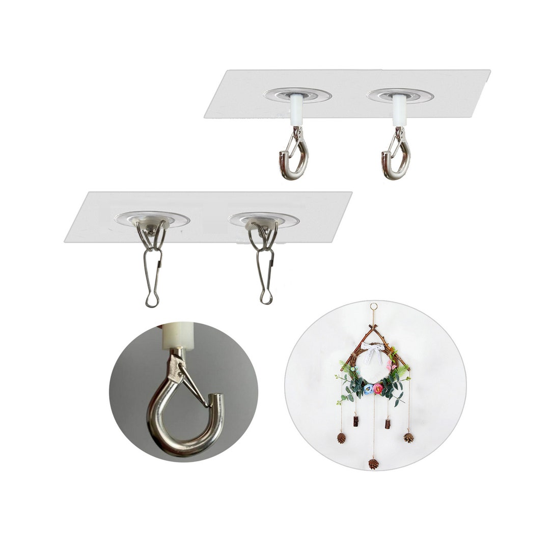 Adhesive Ceiling Hooks,damage Free Ceiling Mounted Hooks Transparent