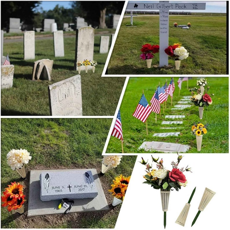 US Gravesite Flower Holder for Cemetery Vase With Spikes Grave Etsy
