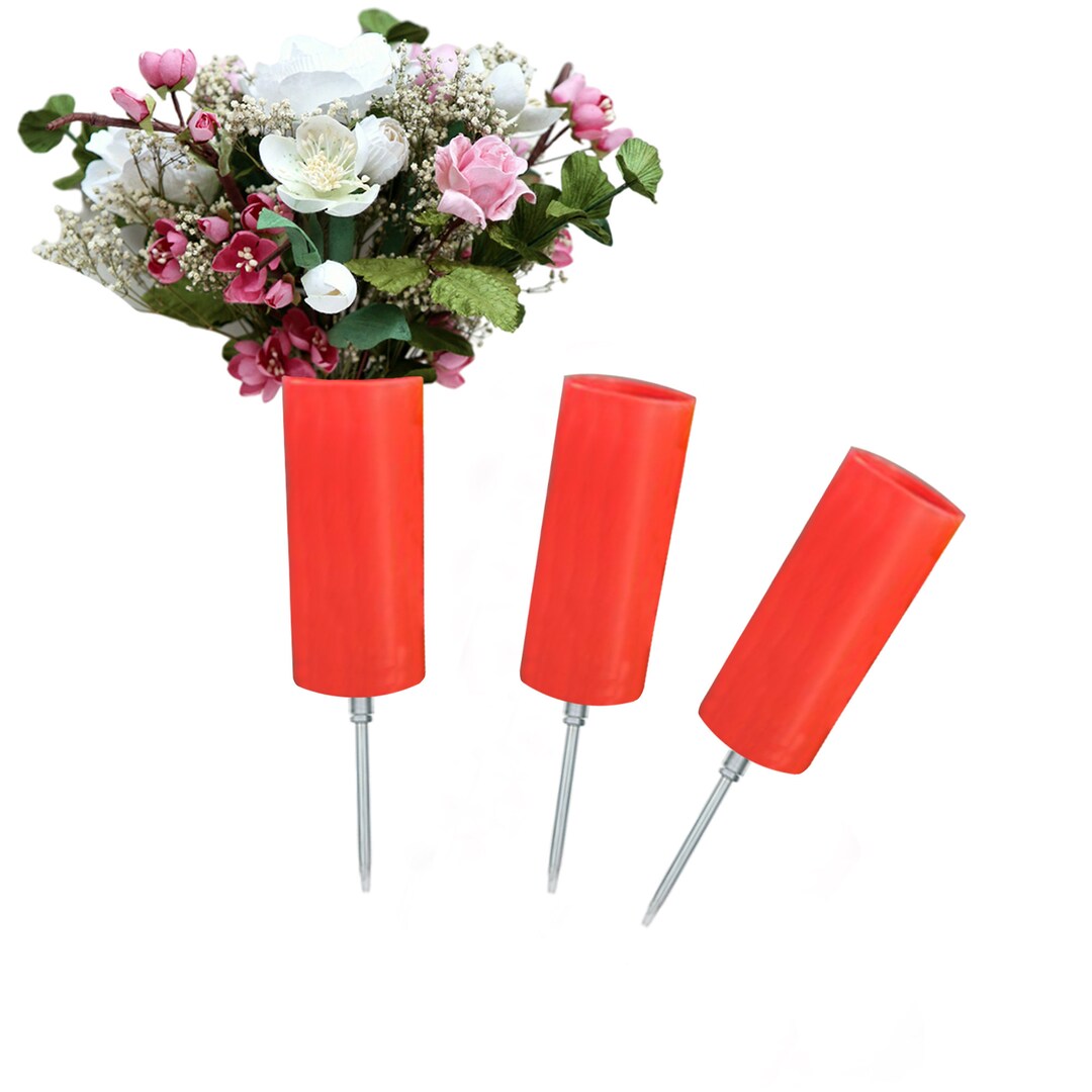 2 Piece Plastic in Ground Cemetery Vase With Spike for Grave Etsy