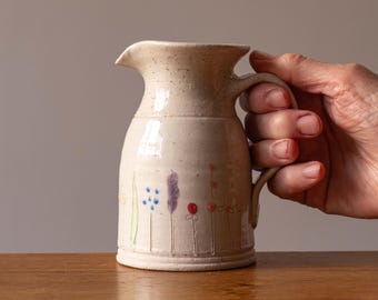 Small Handmade Ceramic Jug with Midsummer Flower Design