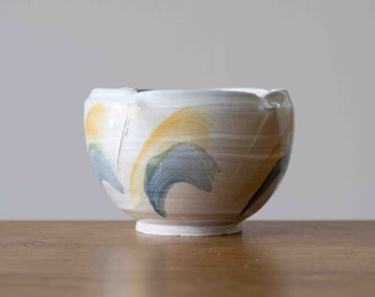 Small Dancing Petals Bowl with Yellow and Blue Decoration