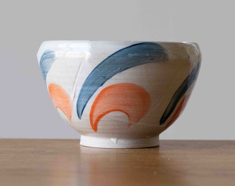 Small Dancing Petals Bowl with Orange and Blue Decoration