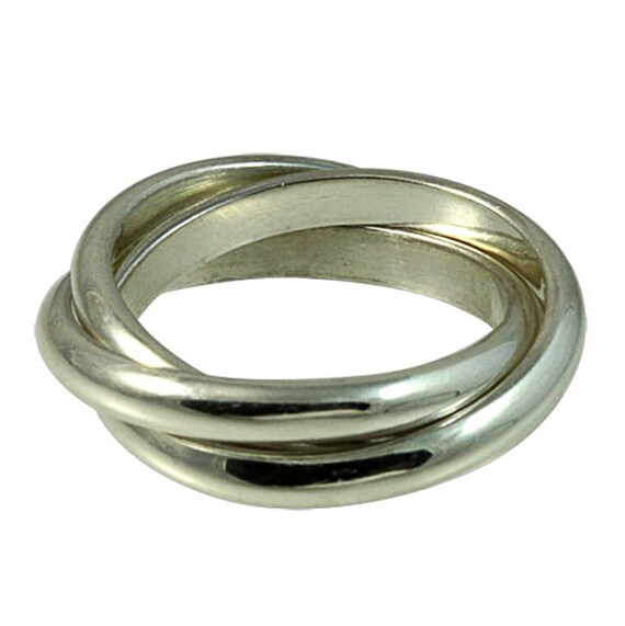 Silver Russian Wedding Ring Interlocking Rings rolling Rings
