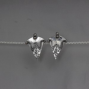 Art Deco Inspired Sterling Silver Stud earrings-Pierced Stud Earrings-Triangular Shaped earrings