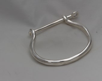 Heavy Hand Forged Handcuff Bangle-Heavy Silver Bangle-Handmade Solid Sterling Silver Bangle
