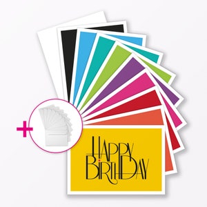 Set da 10 biglietti d'auguri pieghevoli "Happy Birthday" DIN A6 con buste bianche