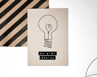 Folding card “You are awesome” with a wire light bulb including an envelope